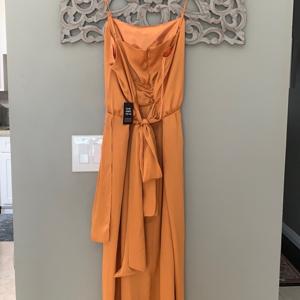 NWT Express Satin Orange High Low Dress - Picture 9 of 11